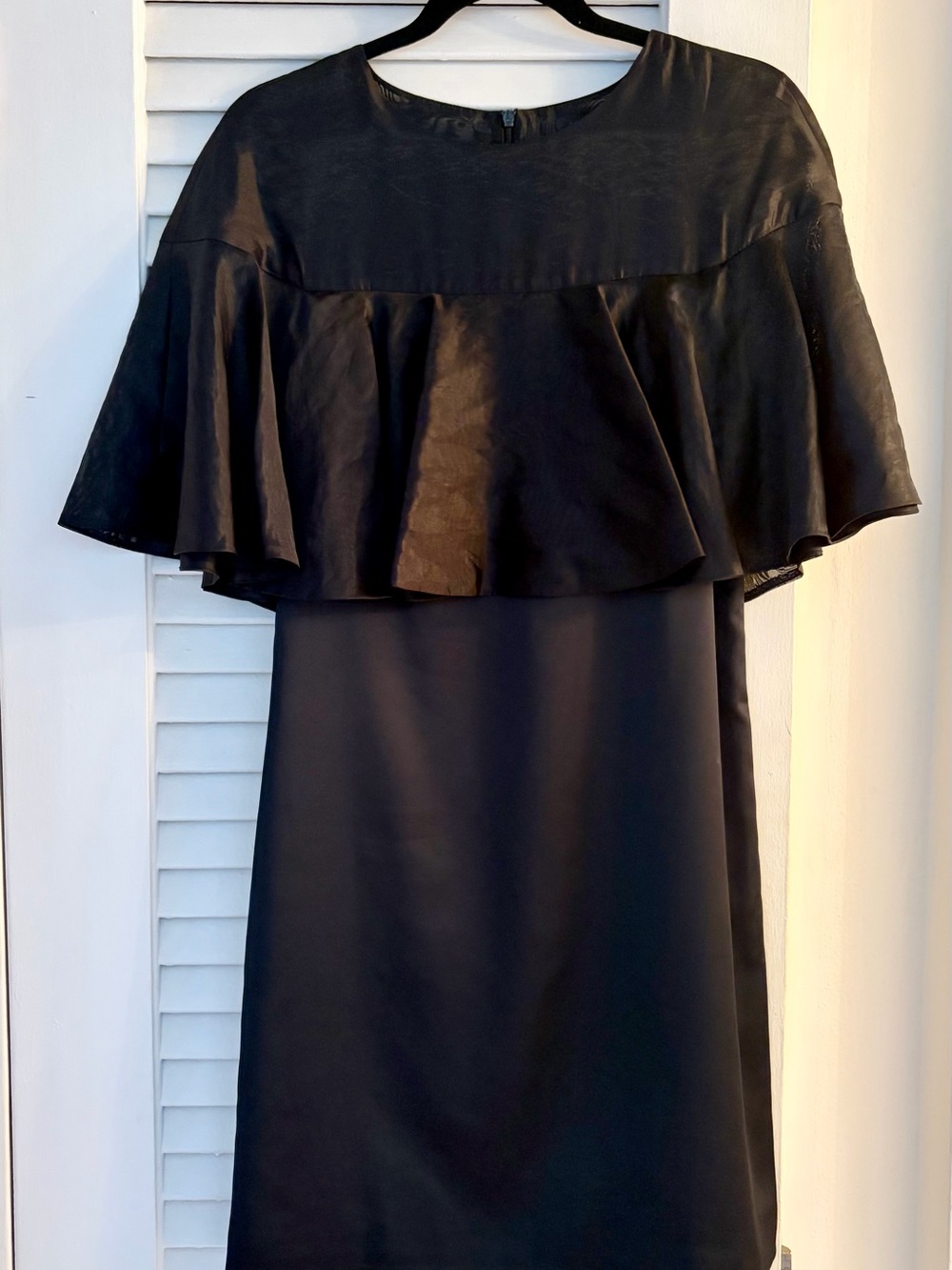 Black Ruffle Cape Pencil Dress - Women